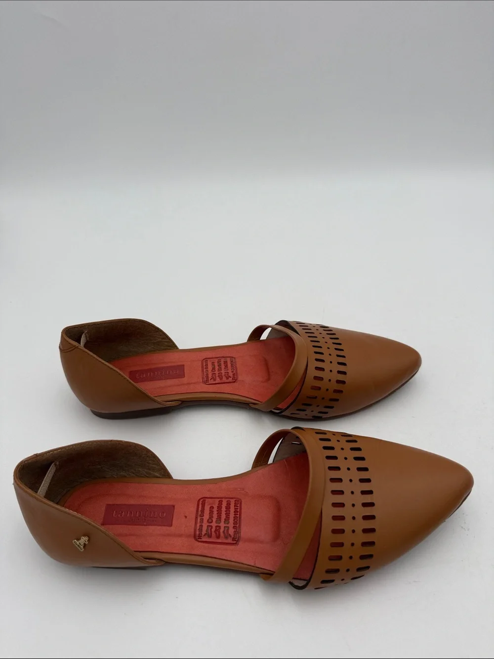 Tannino Women's Pointed D'Orsay Flats in Cognac Brown shoe women